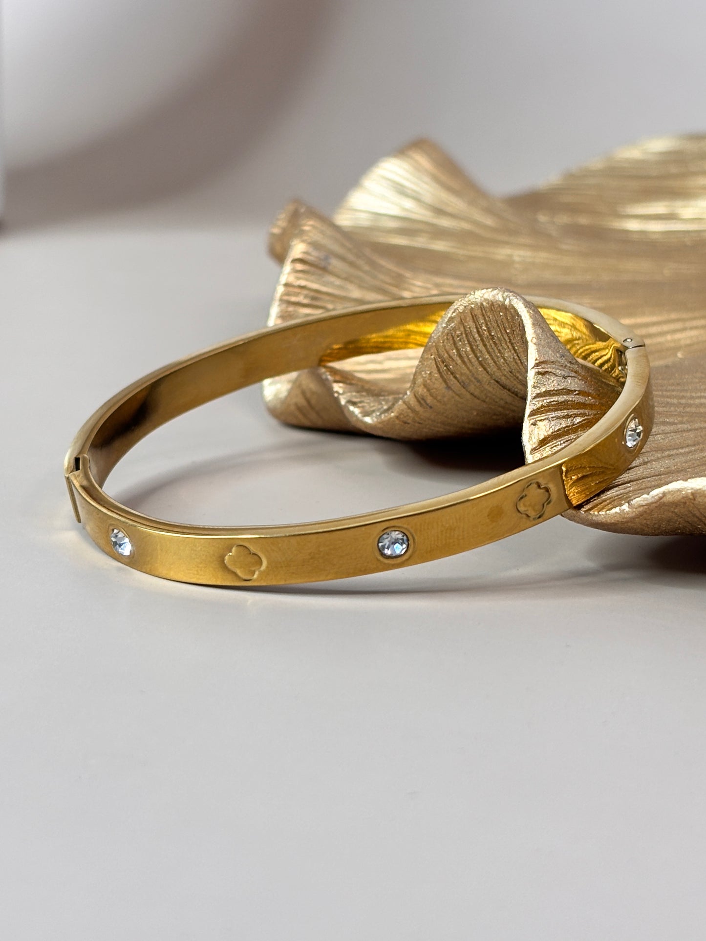 Dainty Luxe Bracelet - Four Leaf Clover - Titanium Steel bangle