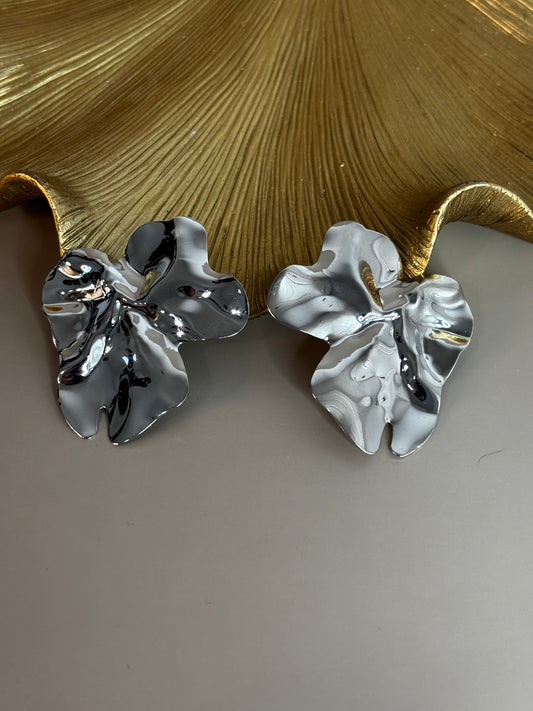 Orchid Earrings - Metal Steel - Silver