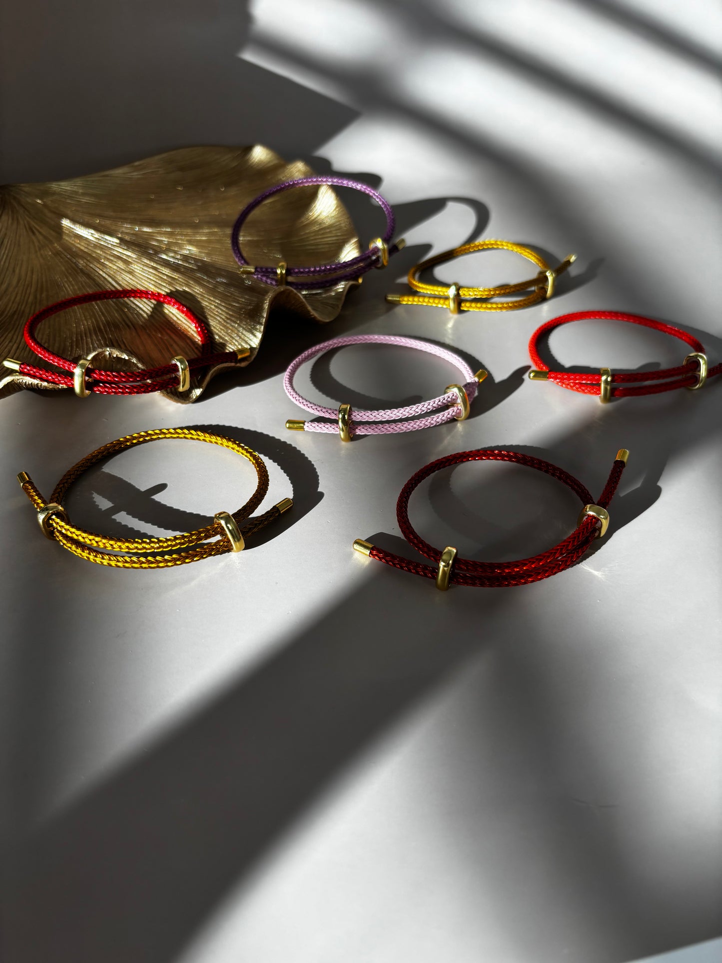 Wire Rope Bracelet - Stainless Steel - Orange, Orange Brown, Red, Pink, Purple, Yellow Brown, Yellow Green