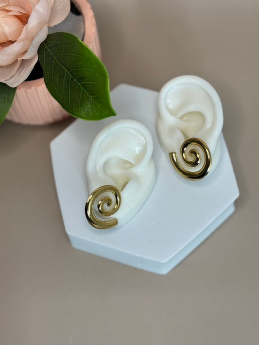 Sandy Swirl - Titanium Steel & 18K Gold Plated - Swirl and drop Style - Gold