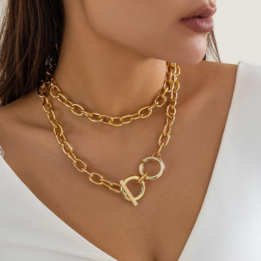 Karolina Necklace - Chuncky link Necklaces - Layered Necklaces - Gold