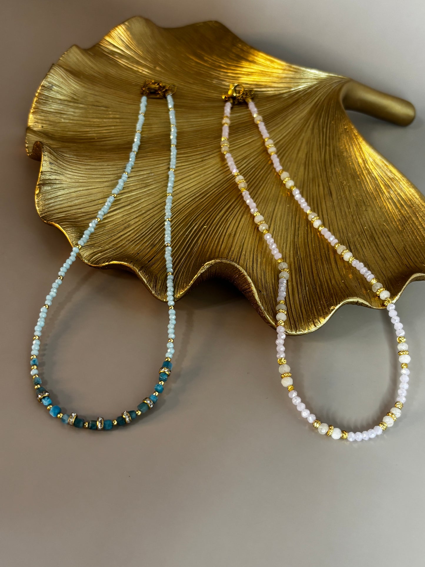 Flynn Necklace - Light Blue Beaded - Necklace