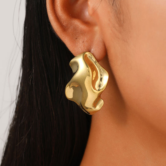 Elegant Edges Earrings - Stainless Steel & 18K Gold Plated - Drop Style - Gold