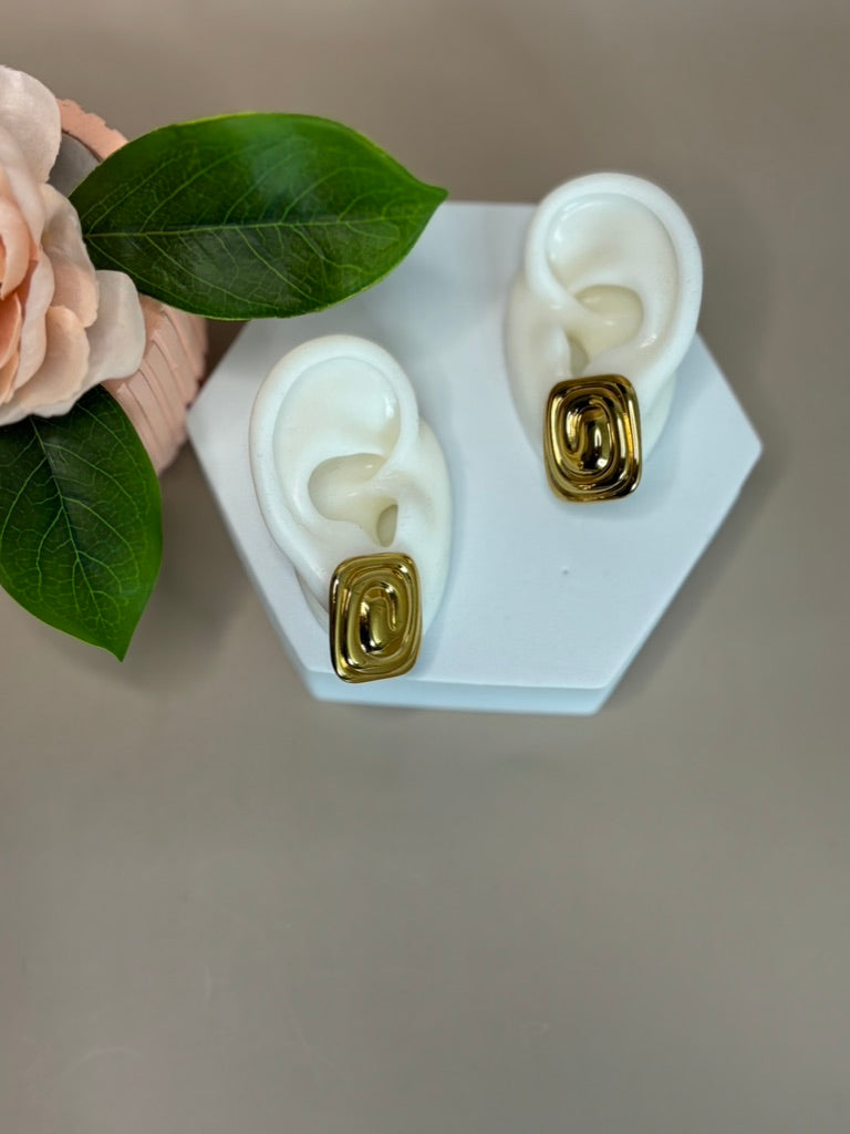Spiral Charm Studs Earrings - Stainless & Titanium Steel - Spiral and drop Style - Gold and Silver