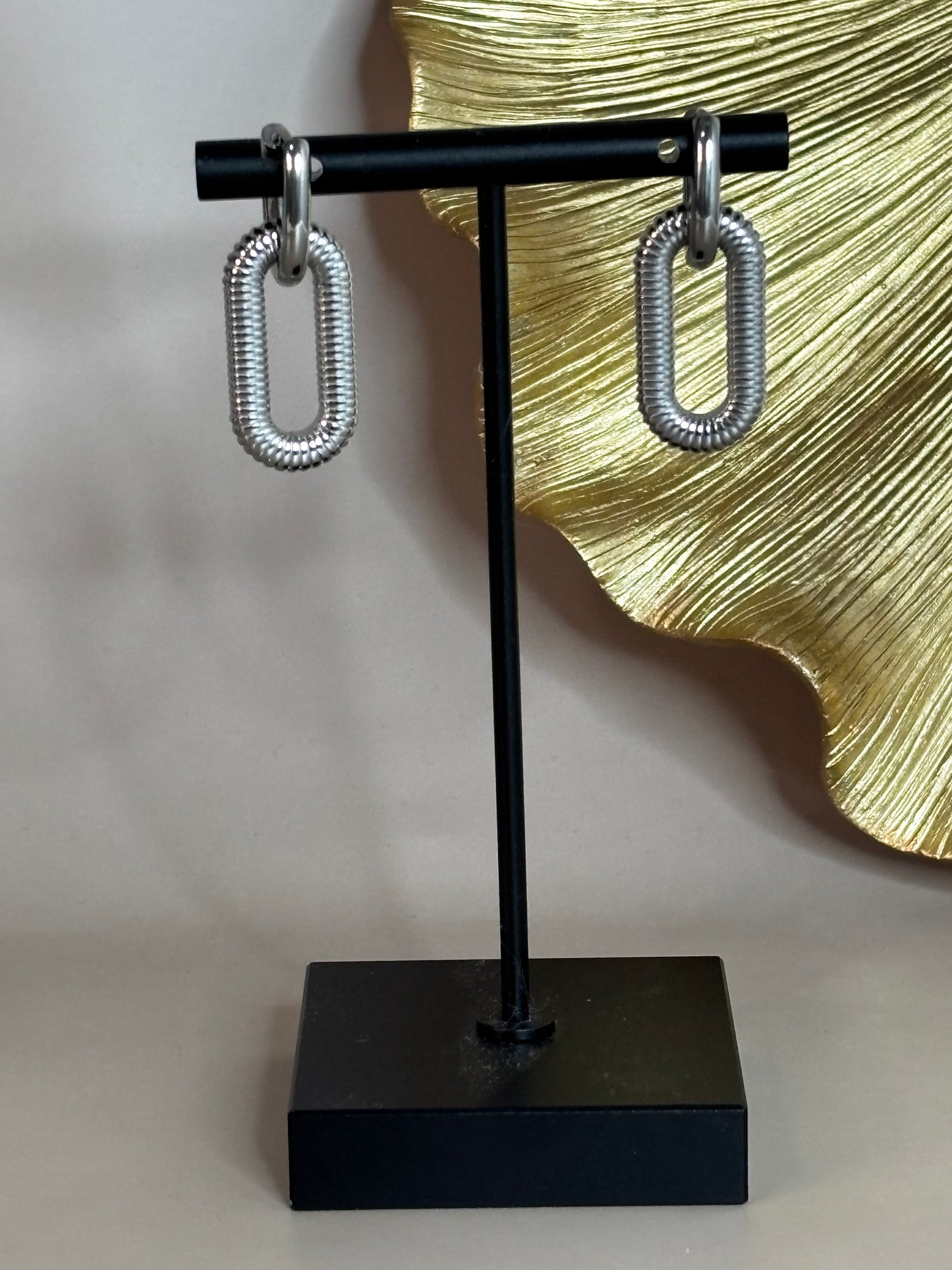 Link Earrings - Stainless Steel - Silver