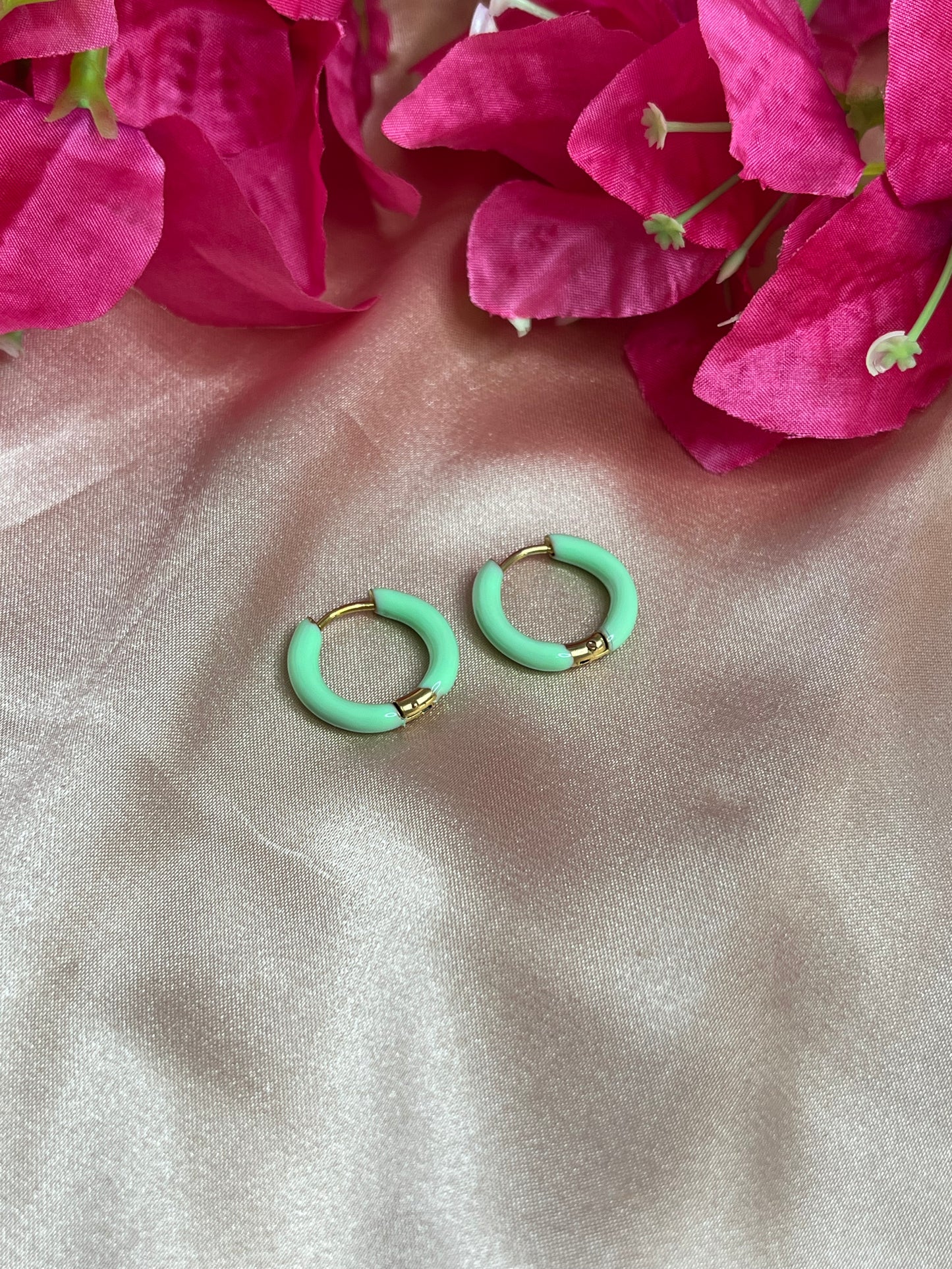Brazil Earrings - Round - Small - Stainless Steel - Orange or Pink