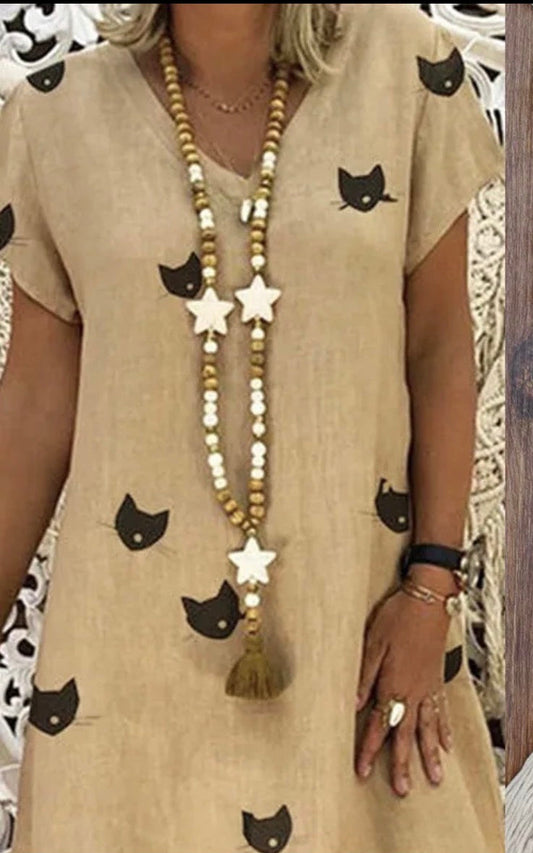 Star Wood Necklace - White, Beige and Wood