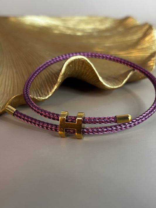 Violet Rope Bracelet - Adjustable - Stainless Steel