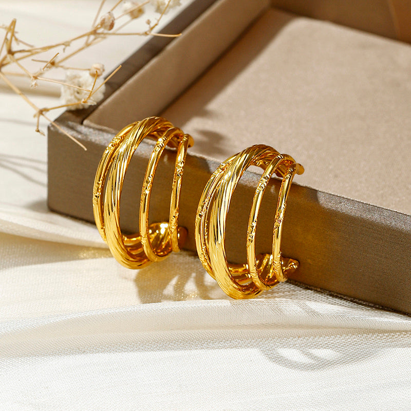 Golden Era Earrings - Cooper & 18K Gold Plated - Stud Style - Gold