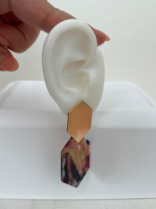 Patty Earrings - Alloy & Acrylic - Purple Tones - Drop Style