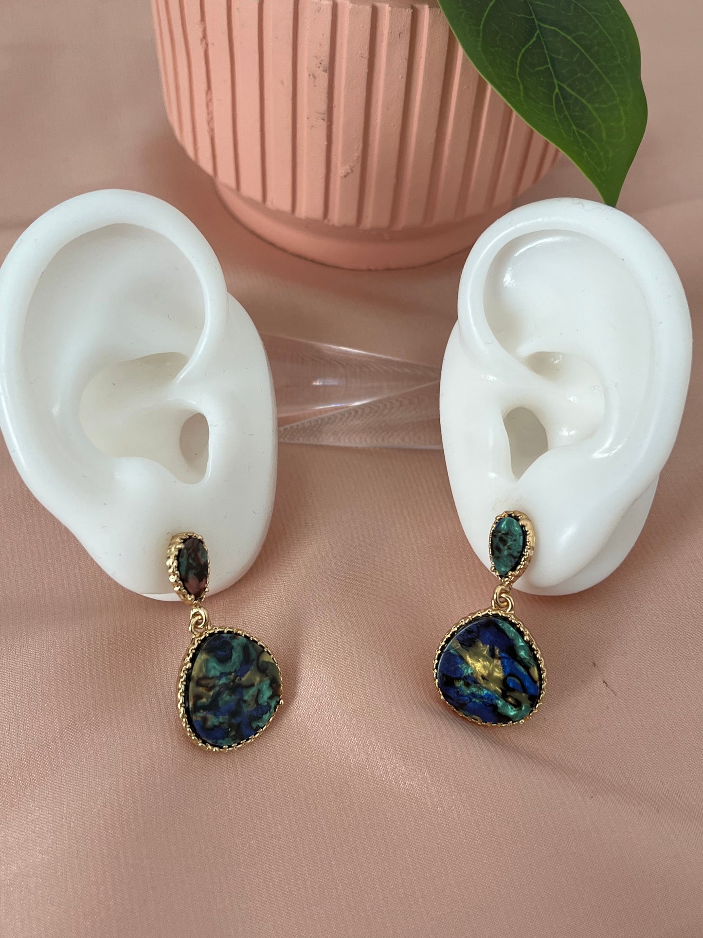 Ensenada Earrings - Abalone - Drop Style - Metal