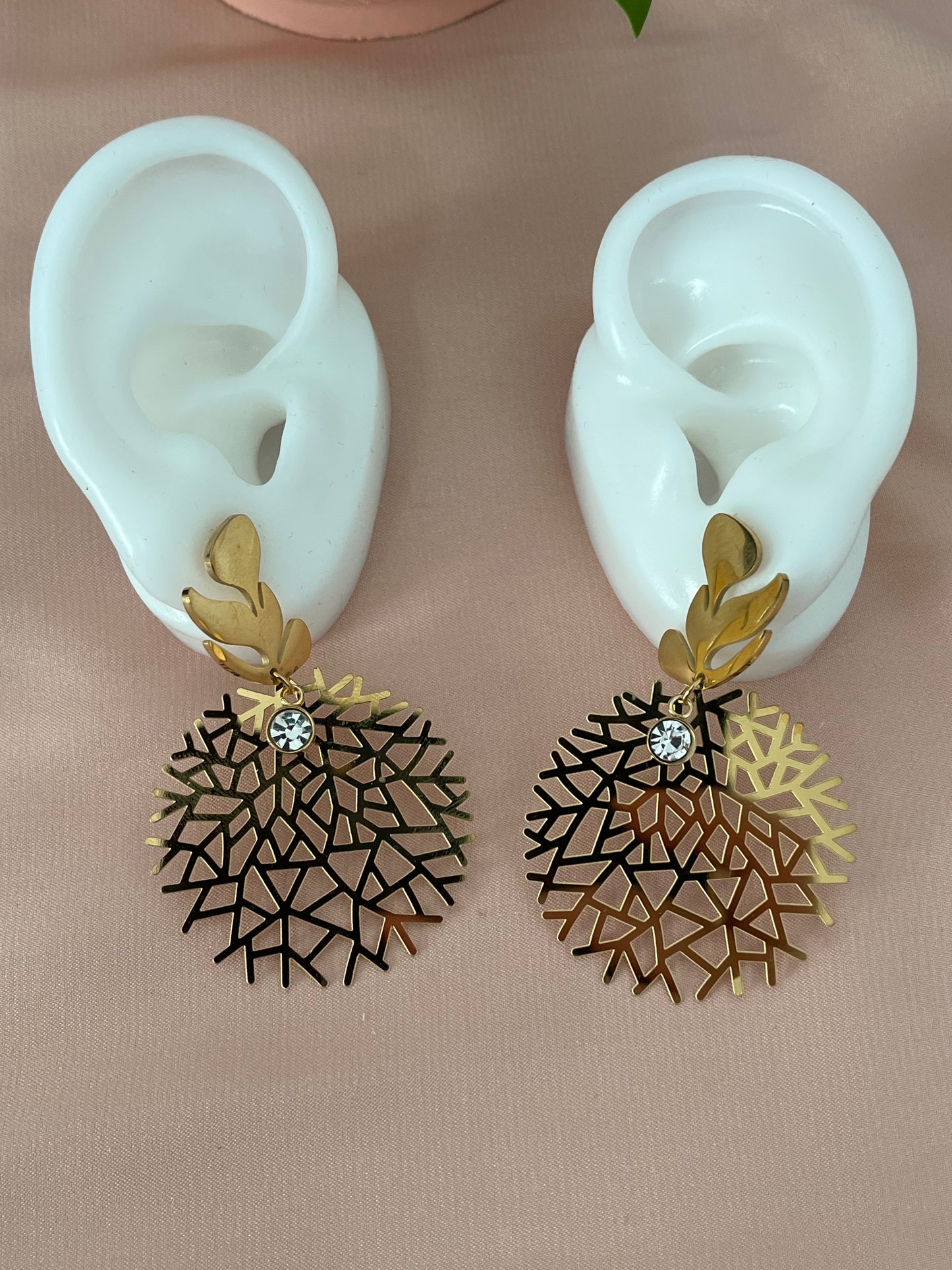 Branched Star Earrings - Stainless Steel - Drop Style - Gold