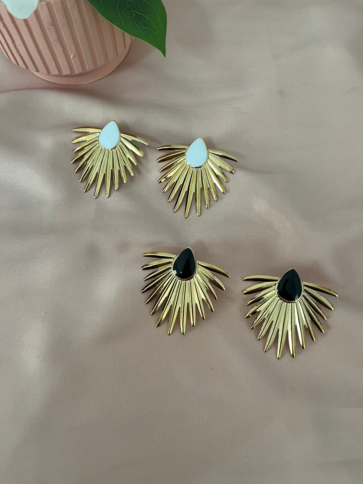 North Star Earrings | Stud Style | Stainless Steel | Gold & White or Gold & Black