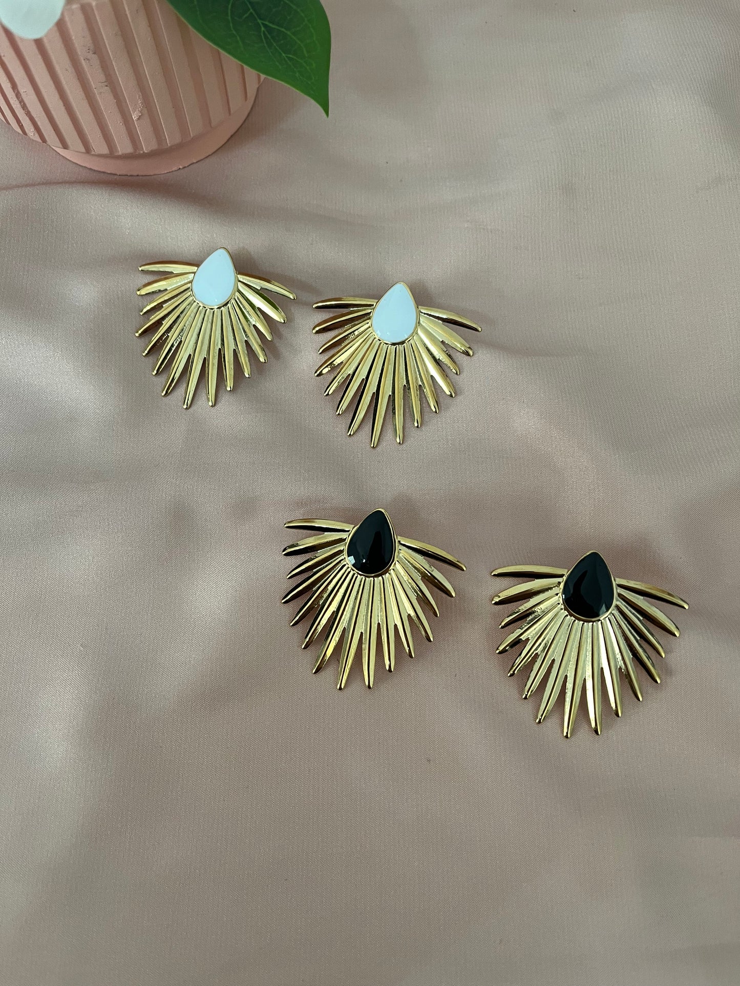 North Star Earrings | Stud Style | Stainless Steel | Gold & White or Gold & Black