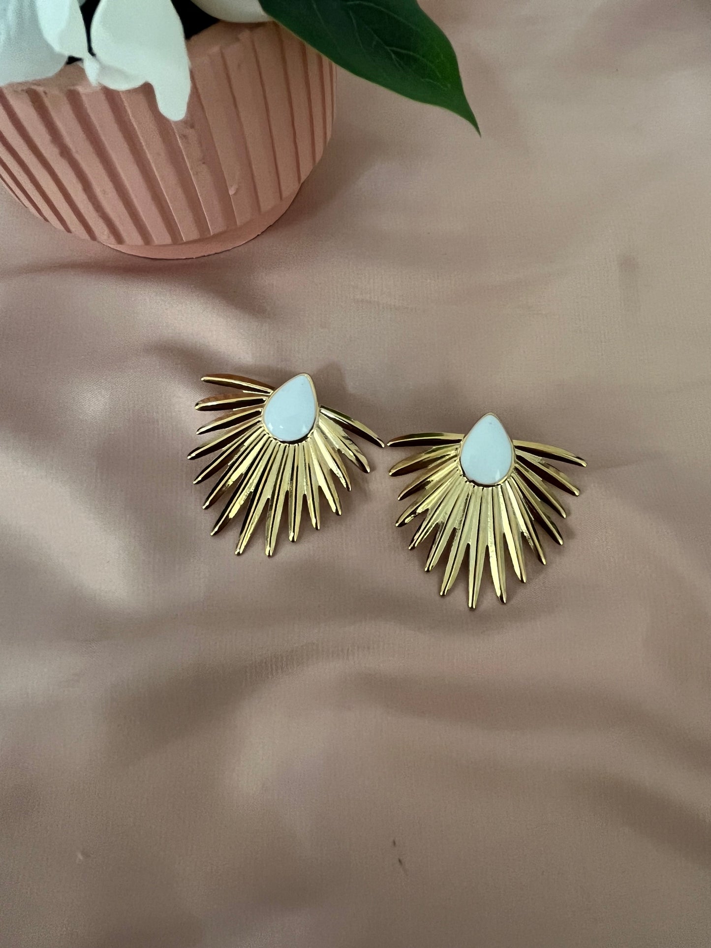 North Star Earrings | Stud Style | Stainless Steel | Gold & White or Gold & Black
