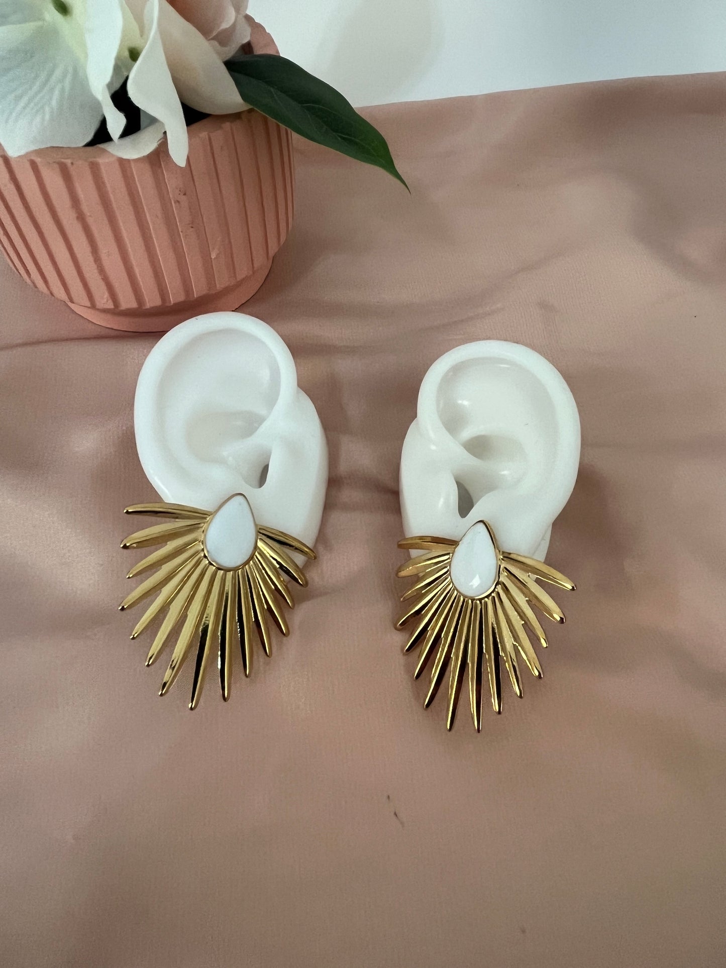 North Star Earrings | Stud Style | Stainless Steel | Gold & White or Gold & Black