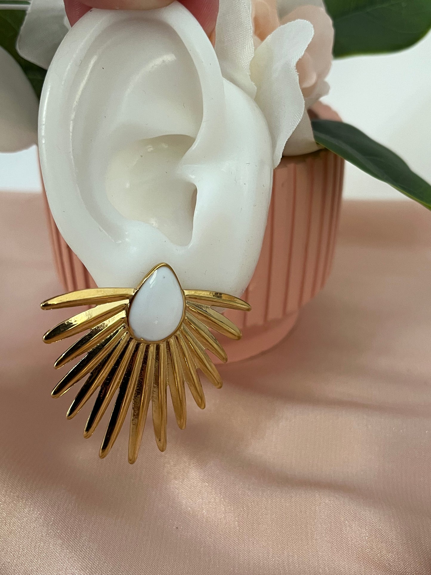 North Star Earrings | Stud Style | Stainless Steel | Gold & White or Gold & Black