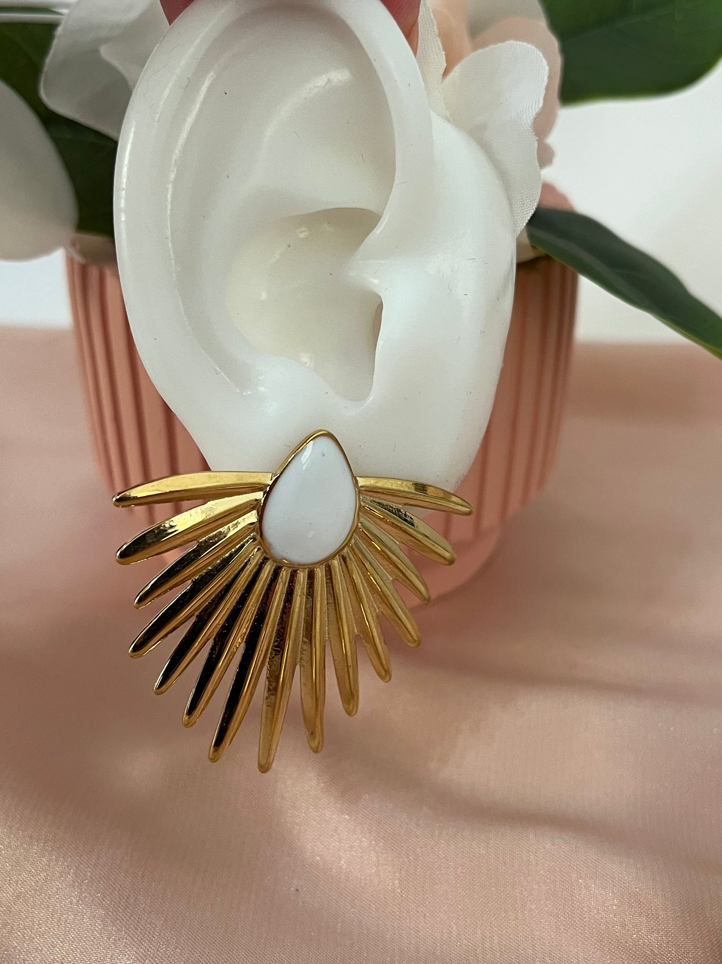 North Star Earrings | Stud Style | Stainless Steel | Gold & White or Gold & Black