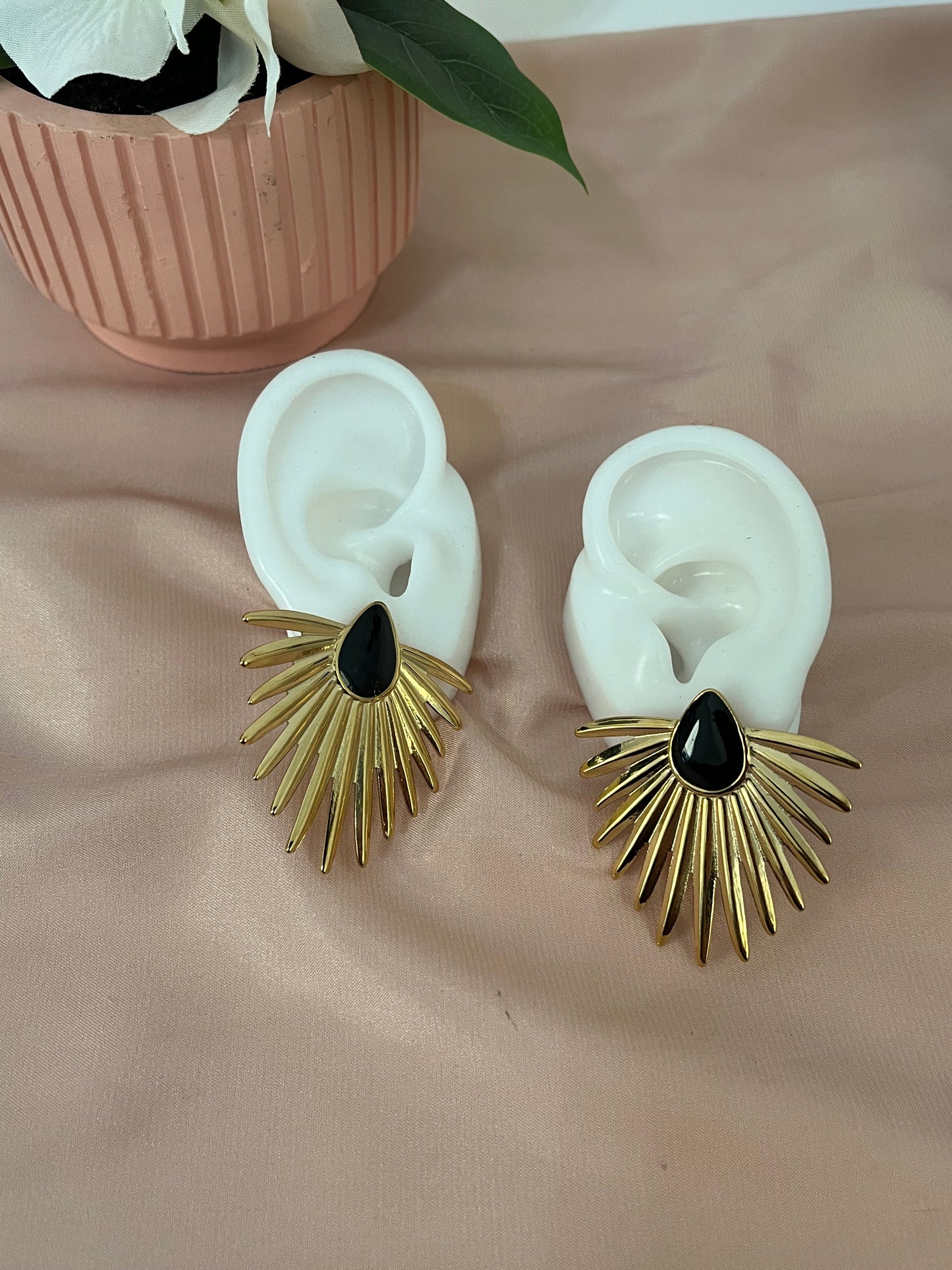 North Star Earrings | Stud Style | Stainless Steel | Gold & White or Gold & Black