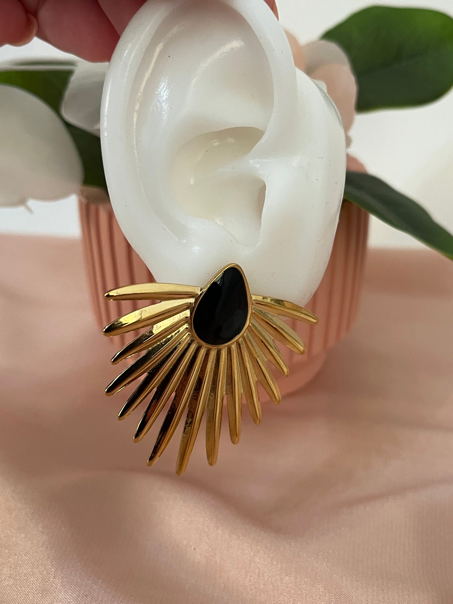 North Star Earrings | Stud Style | Stainless Steel | Gold & White or Gold & Black