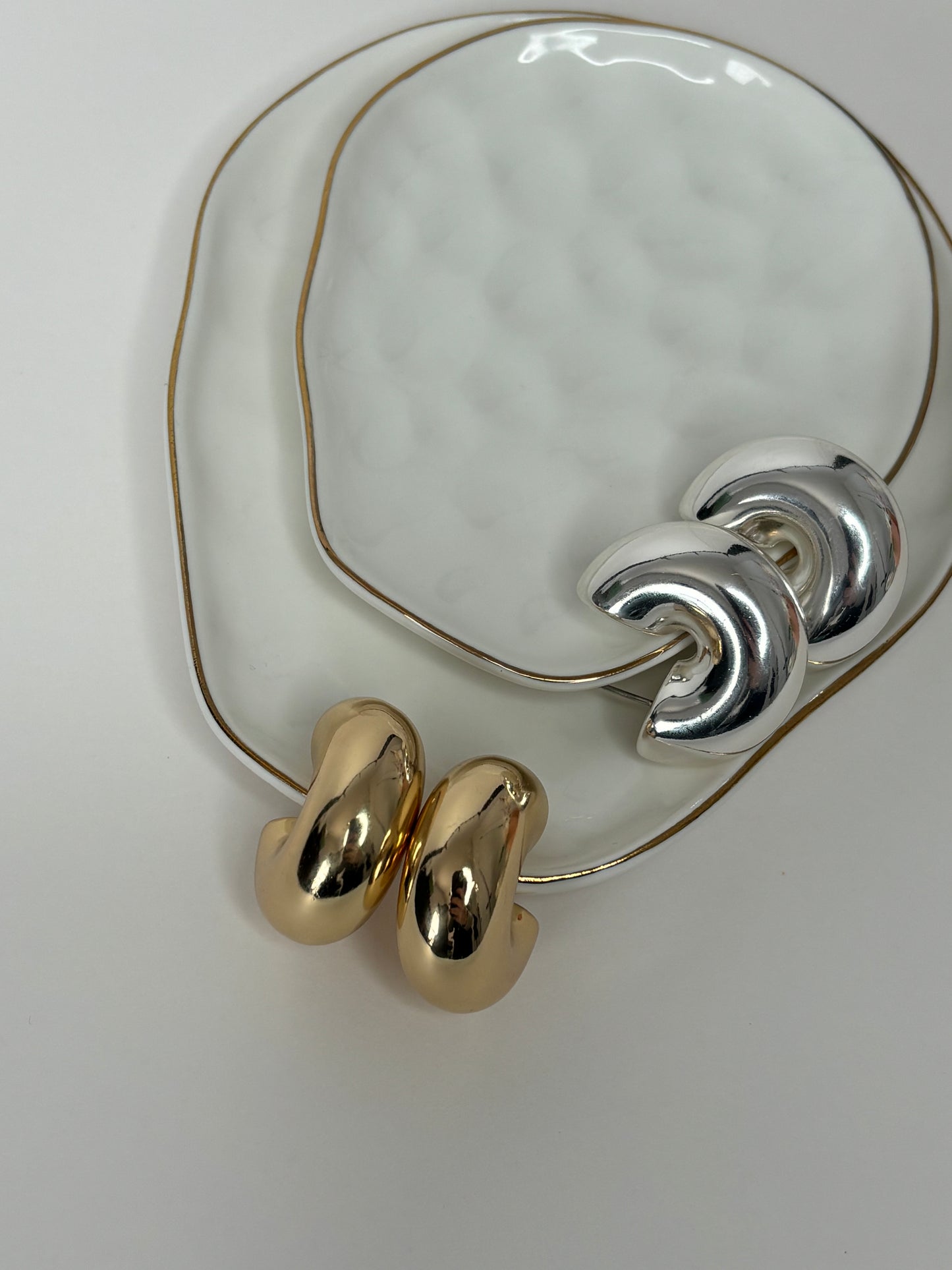 C Elegance Earrings - Alloy - C shape - Hoop Style - Silver
