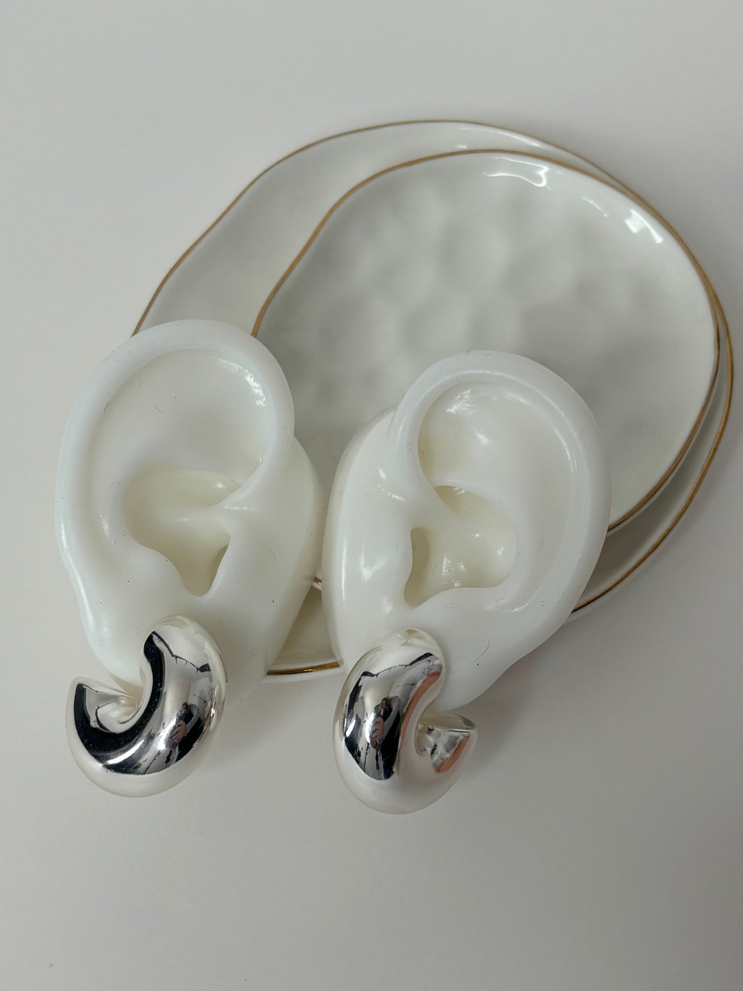 C Elegance Earrings - Alloy - C shape - Hoop Style - Silver
