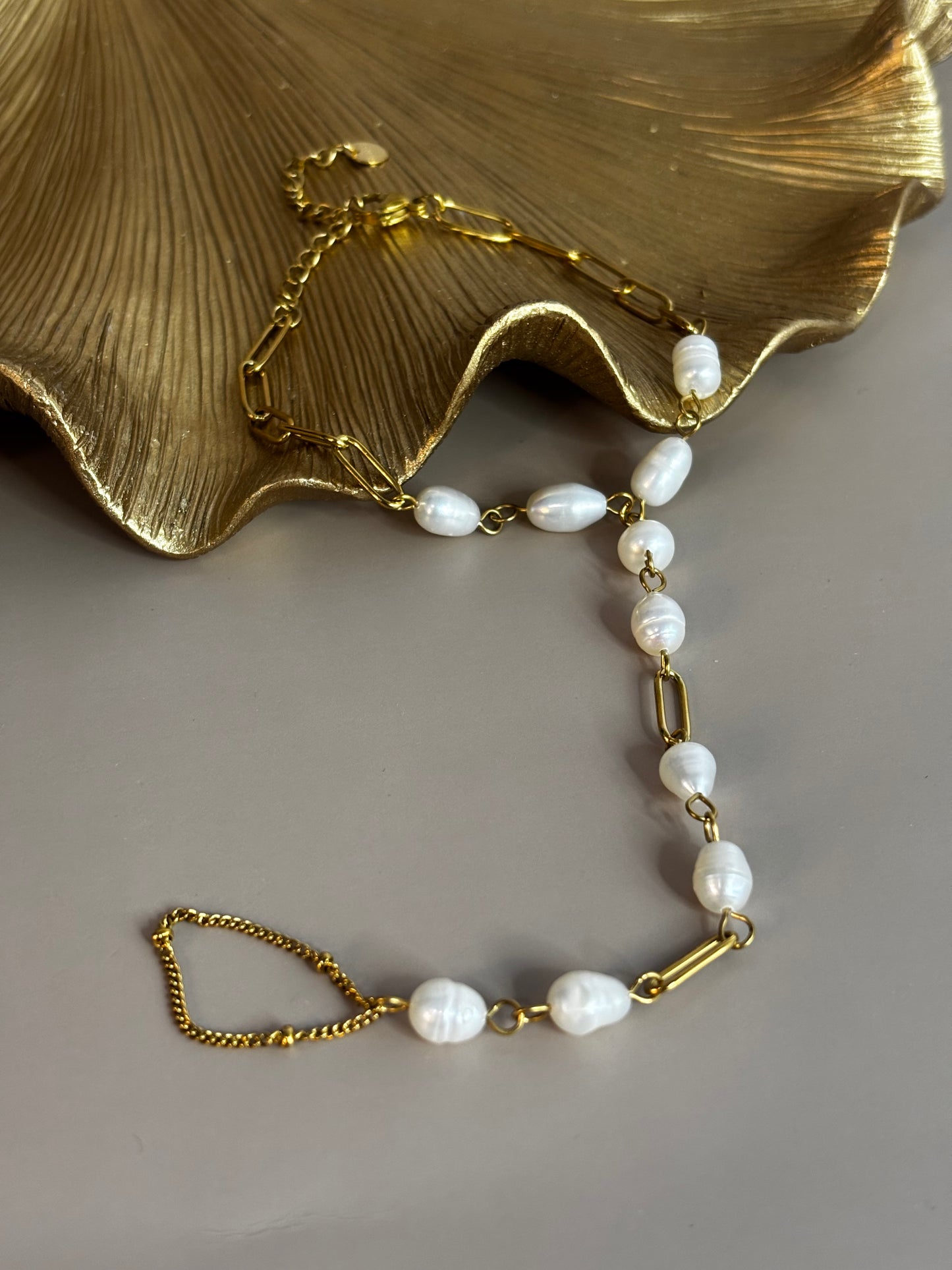 Infinity Touch - Gold and Pearl bead- Ring/Bracelet