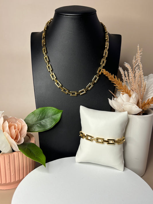 Executive Precision Set - Links - Necklace and bracelet set - Gold and Silver