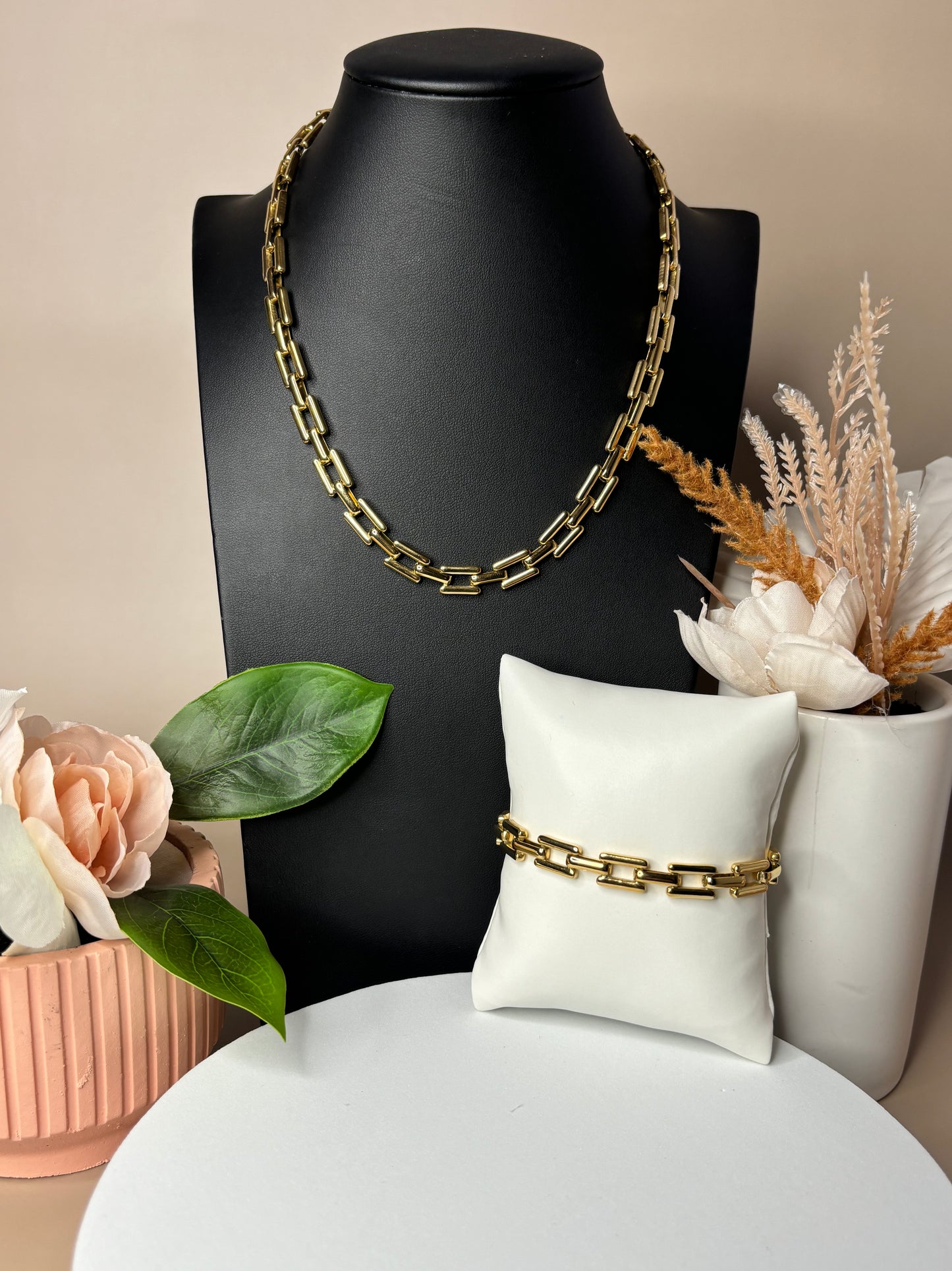 Executive Precision Set - Links - Necklace and bracelet set - Gold and Silver