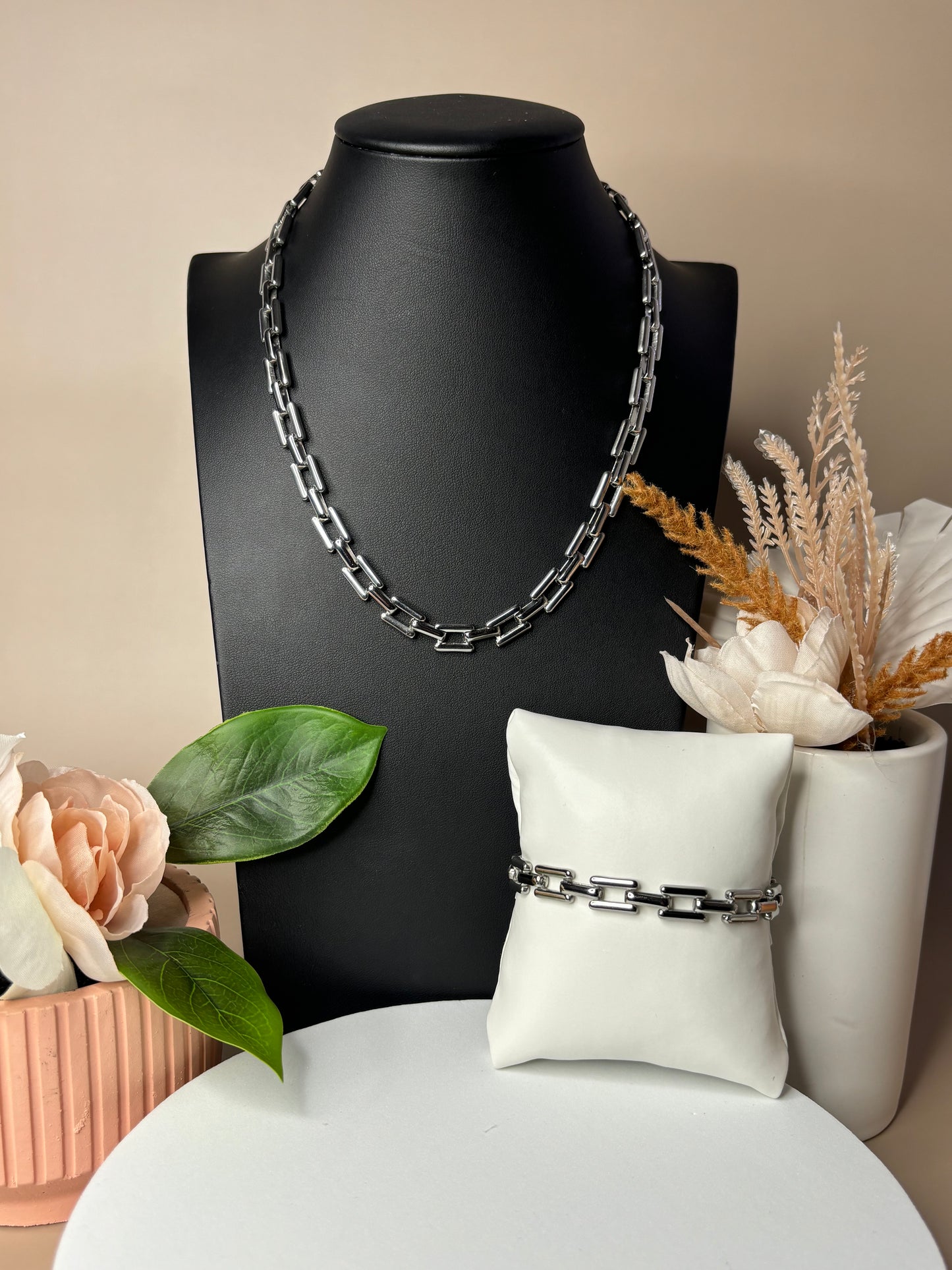 Executive Precision Set - Links - Necklace and bracelet set - Gold and Silver