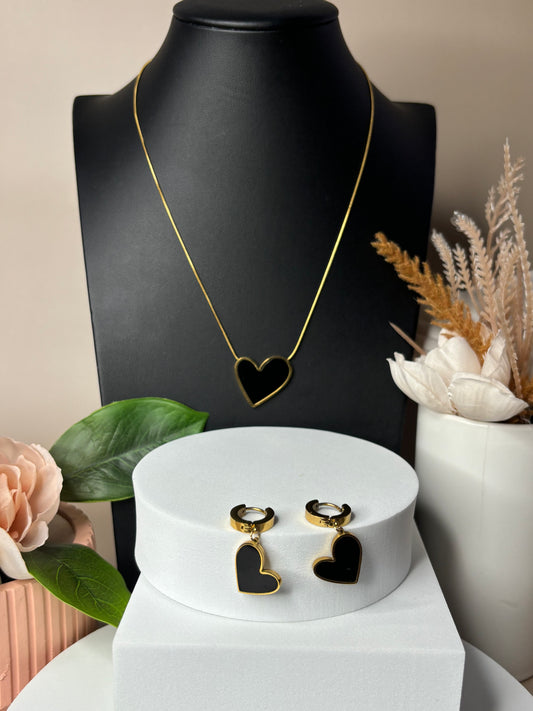 Heart Princess Earrings - Heart Style - Small - Stainless Steel - White & Gold