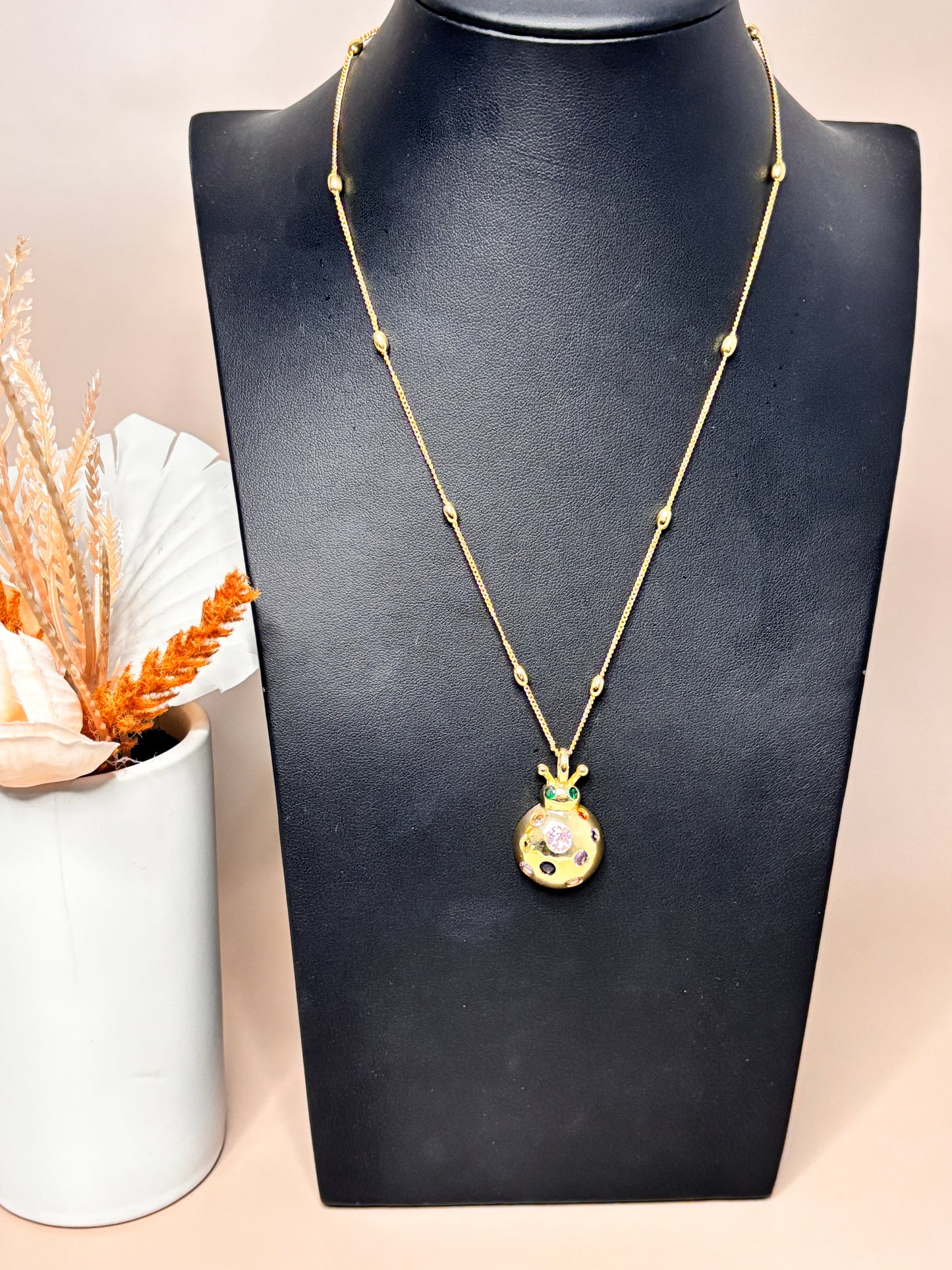 Golden Lady Bug Necklace