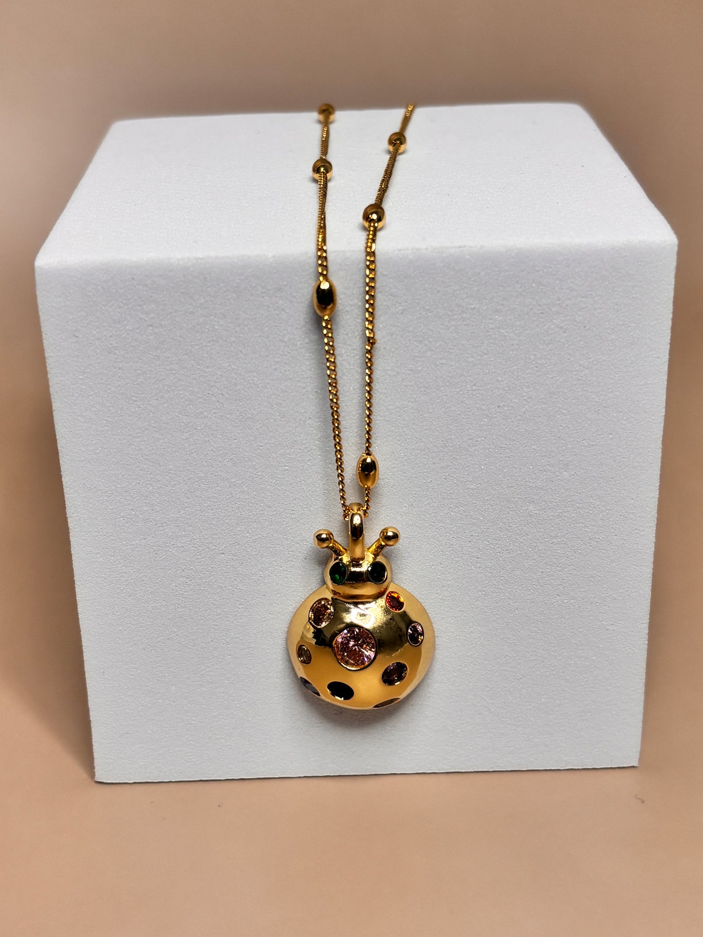 Golden Lady Bug Necklace
