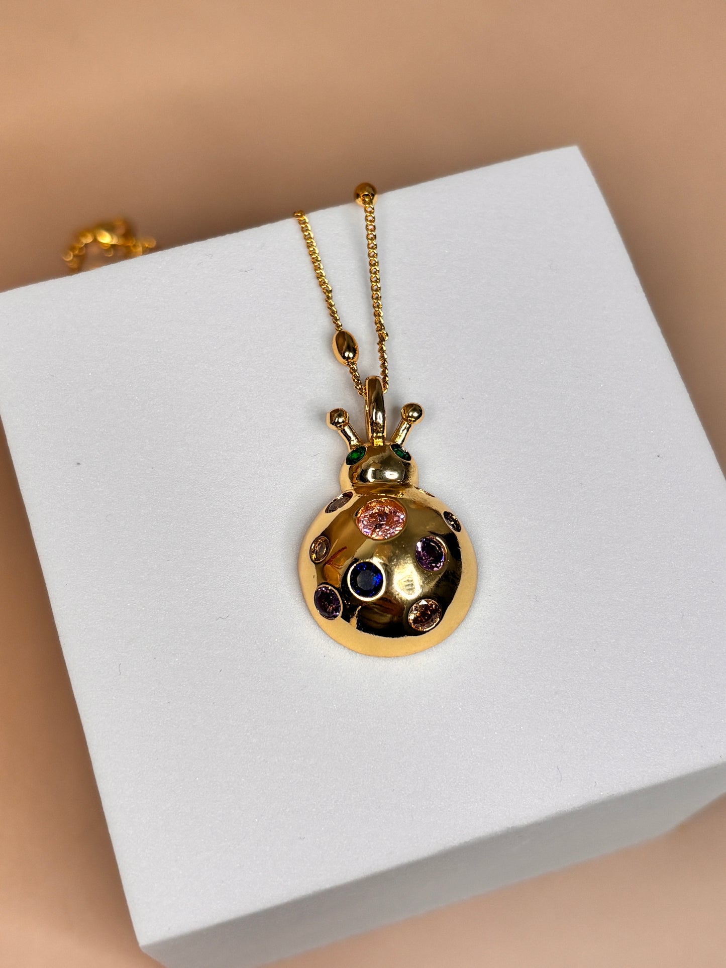 Golden Lady Bug Necklace
