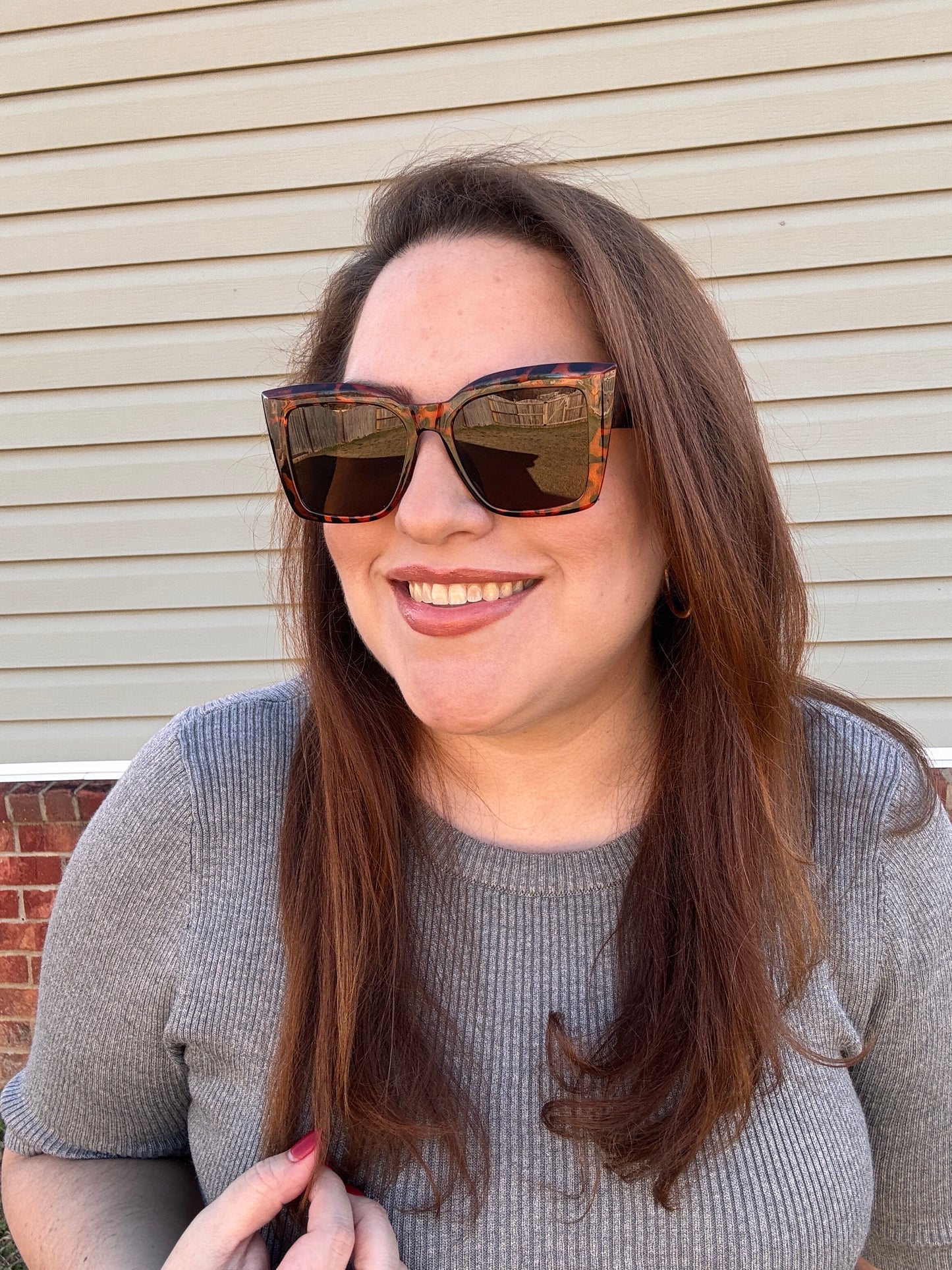 Cat Eye Sunglasses - Full Frame - Tofu Brown & Orange Pink