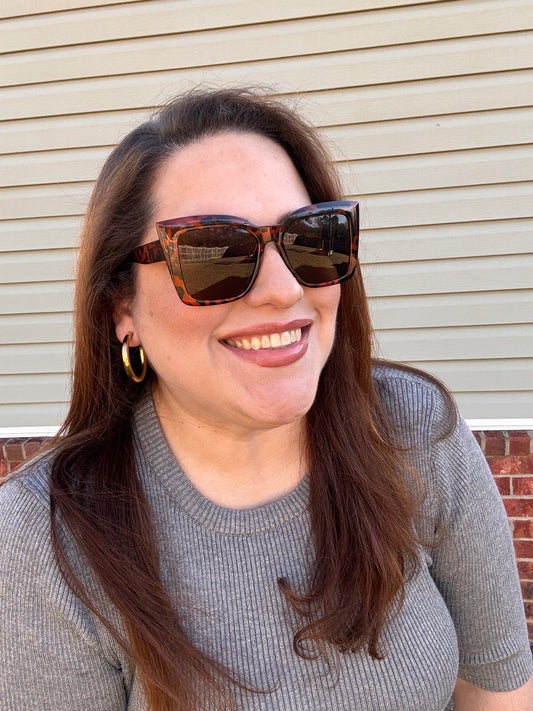 Cat Eye Sunglasses - Full Frame - Tofu Brown & Orange Pink