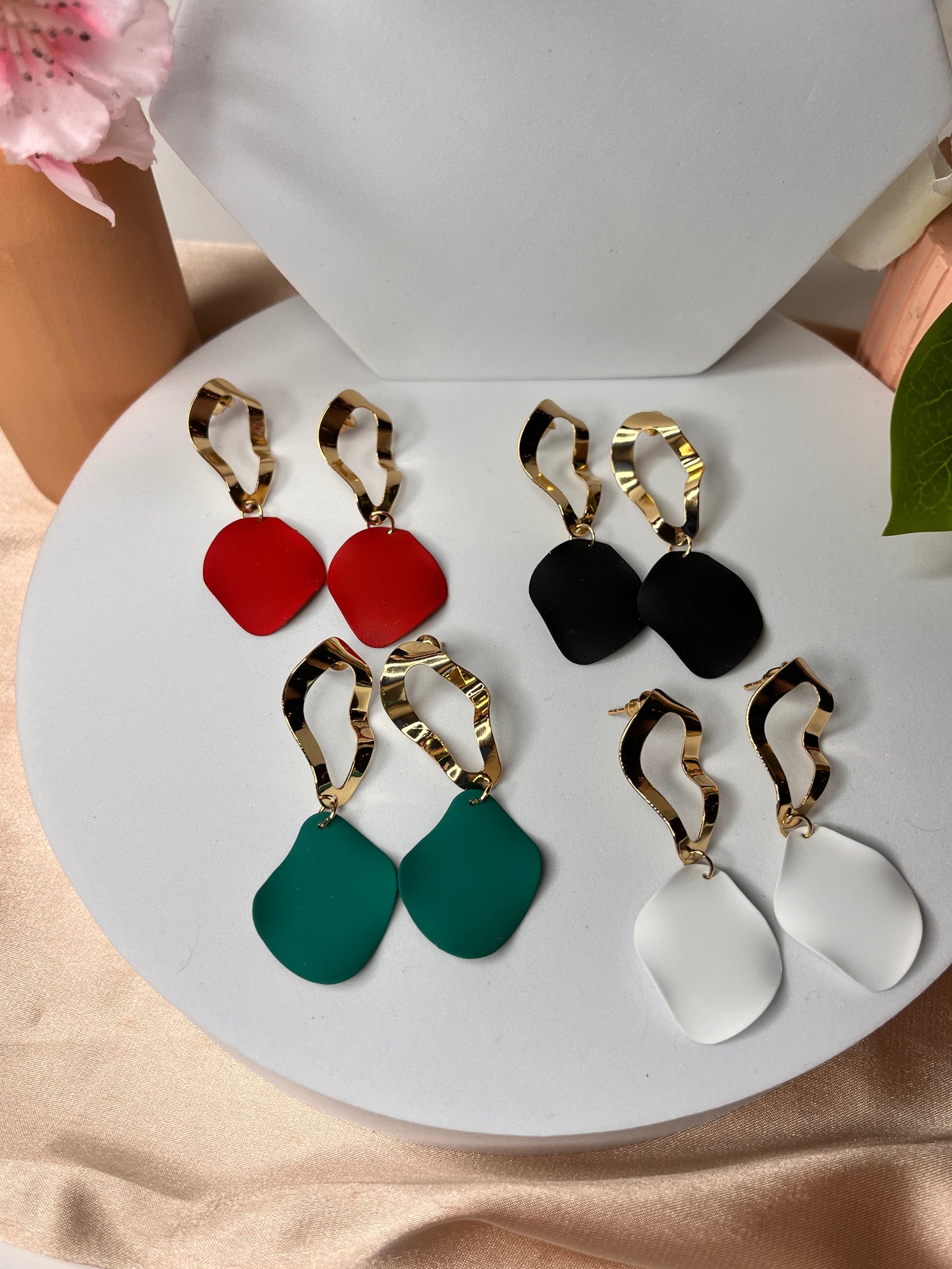 Letty Earrings - Alloy - Drop Style - Gold and Black