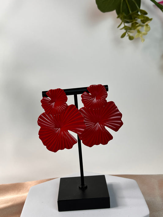 Amapola Earrings - Alloy - Flower design - Light weight - Rose Gold or Red