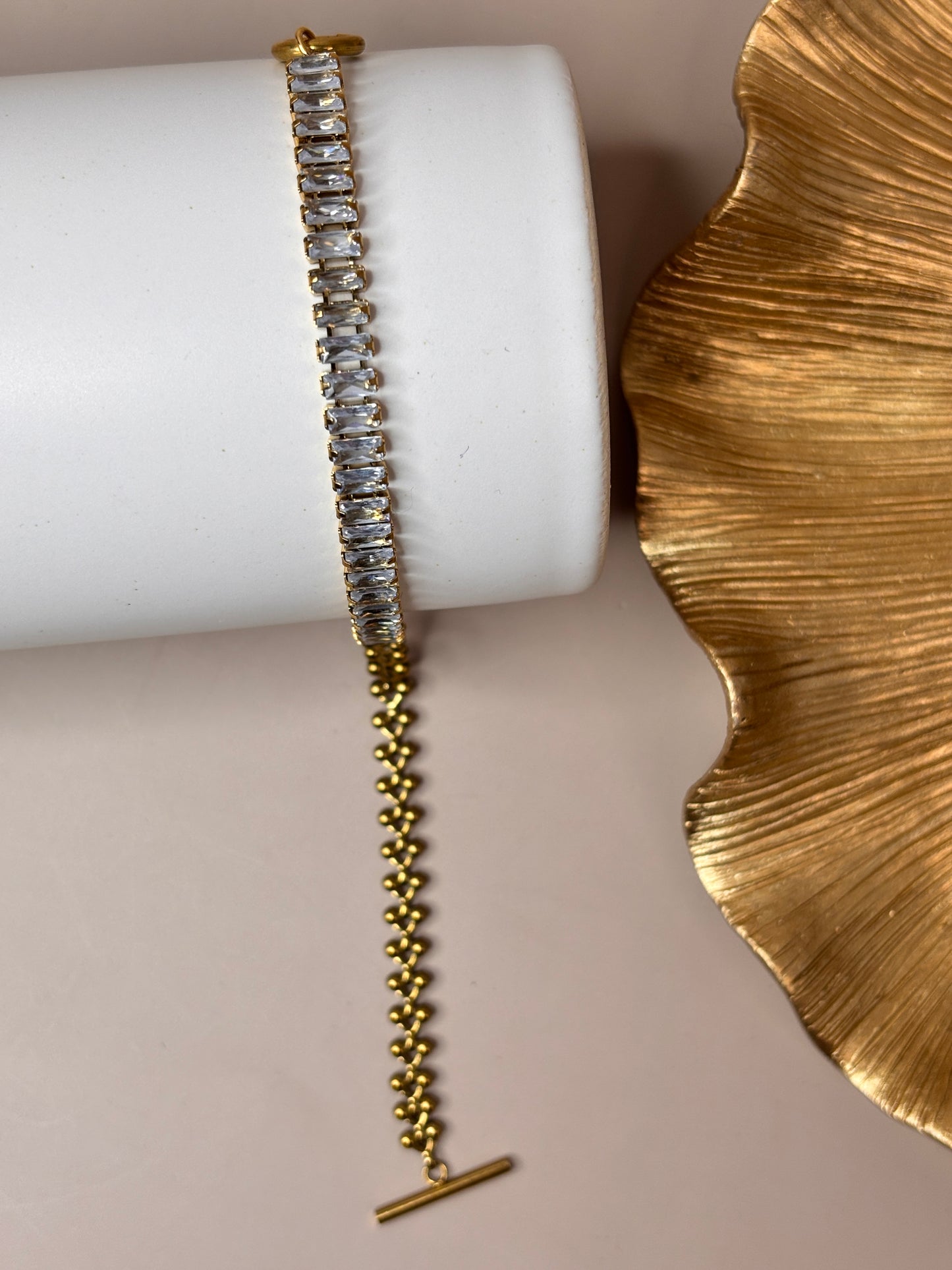 Mi Reina Bracelet - Gold - Rhinestone - Stainless Steel and 16K Gold plated