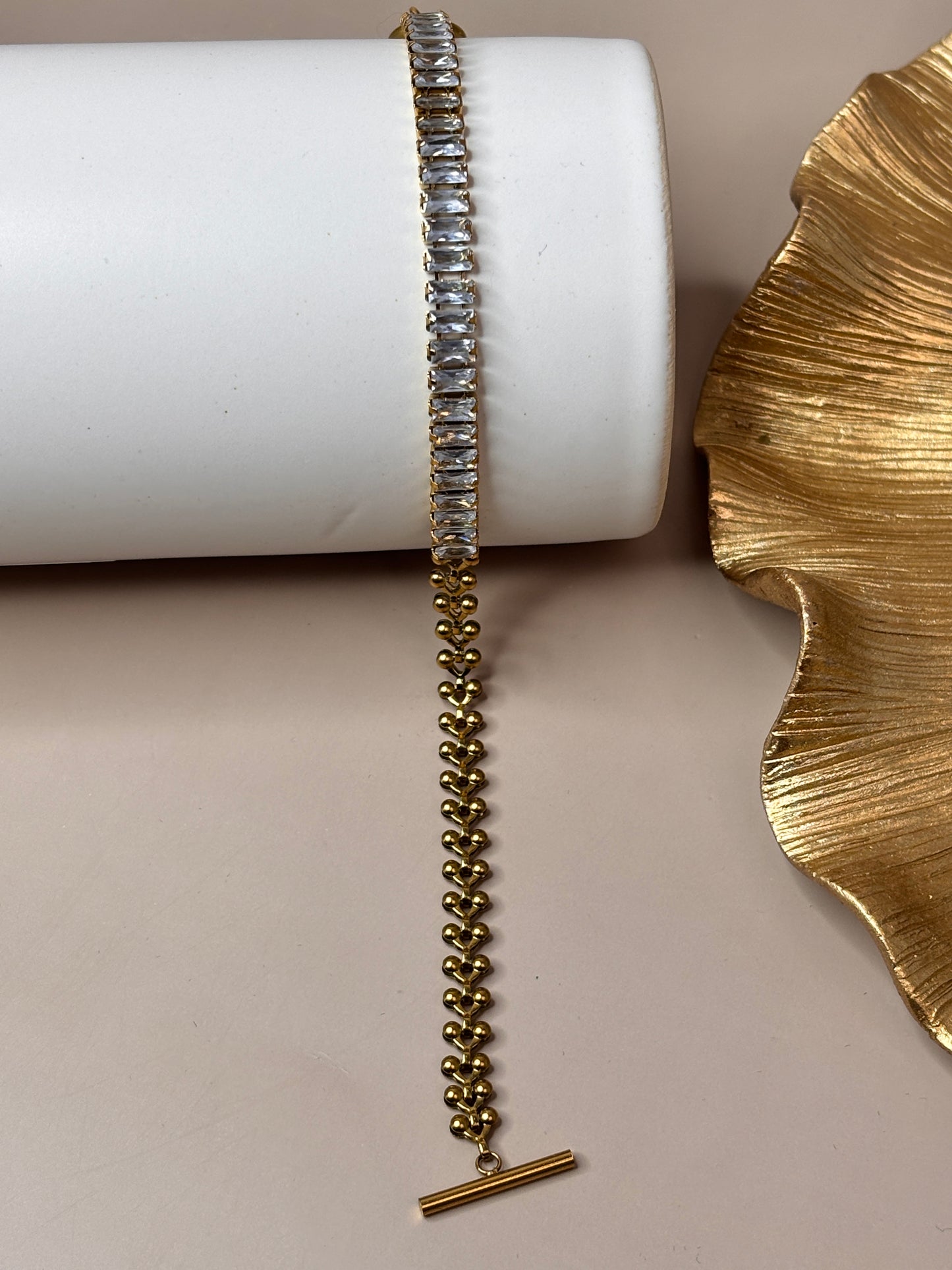 Mi Reina Bracelet - Gold - Rhinestone - Stainless Steel and 16K Gold plated