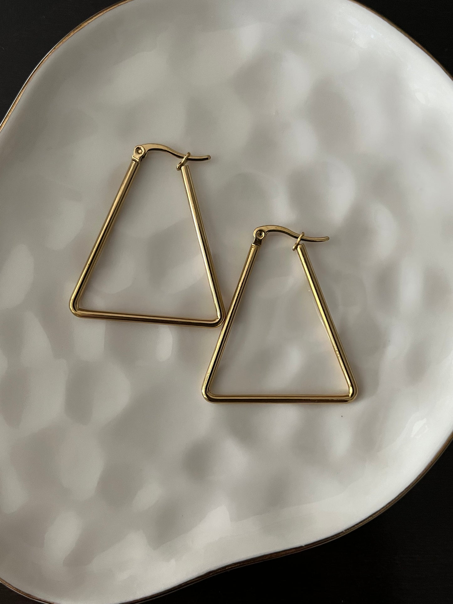 Lustrous Geometry Set - Triangle - Set includes Earrings and Necklace - Gold