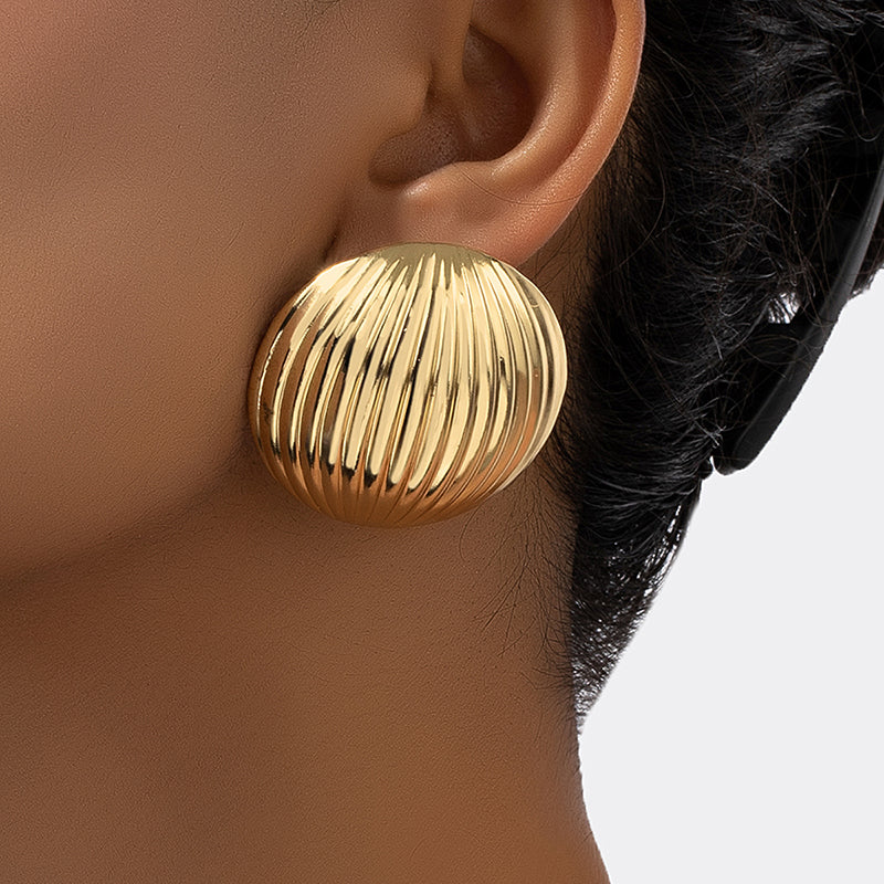 Timeless Elegance Earrings - Alloy & 18K Gold Plated - Stud Style - Gold