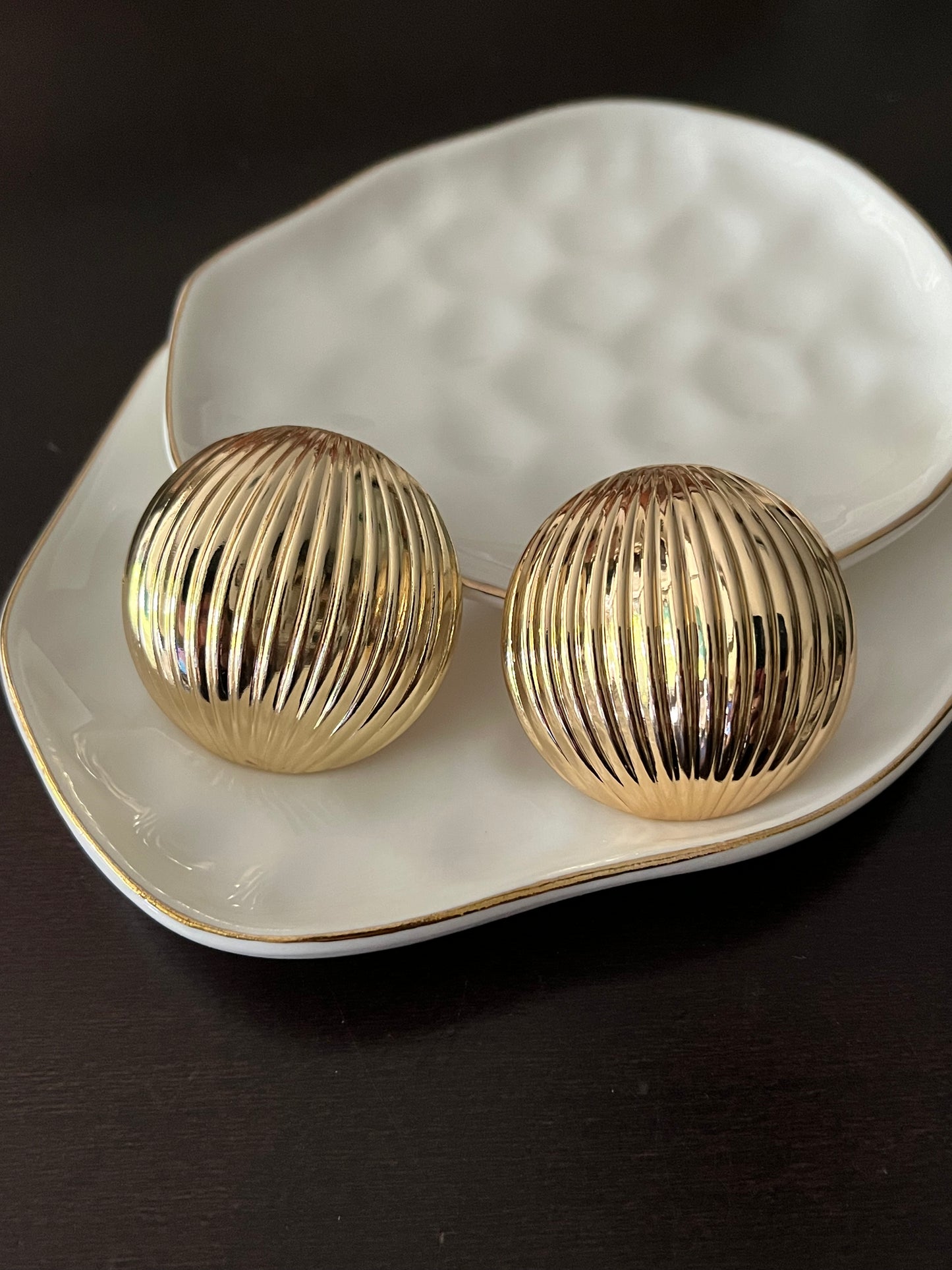 Timeless Elegance Earrings - Alloy & 18K Gold Plated - Stud Style - Gold