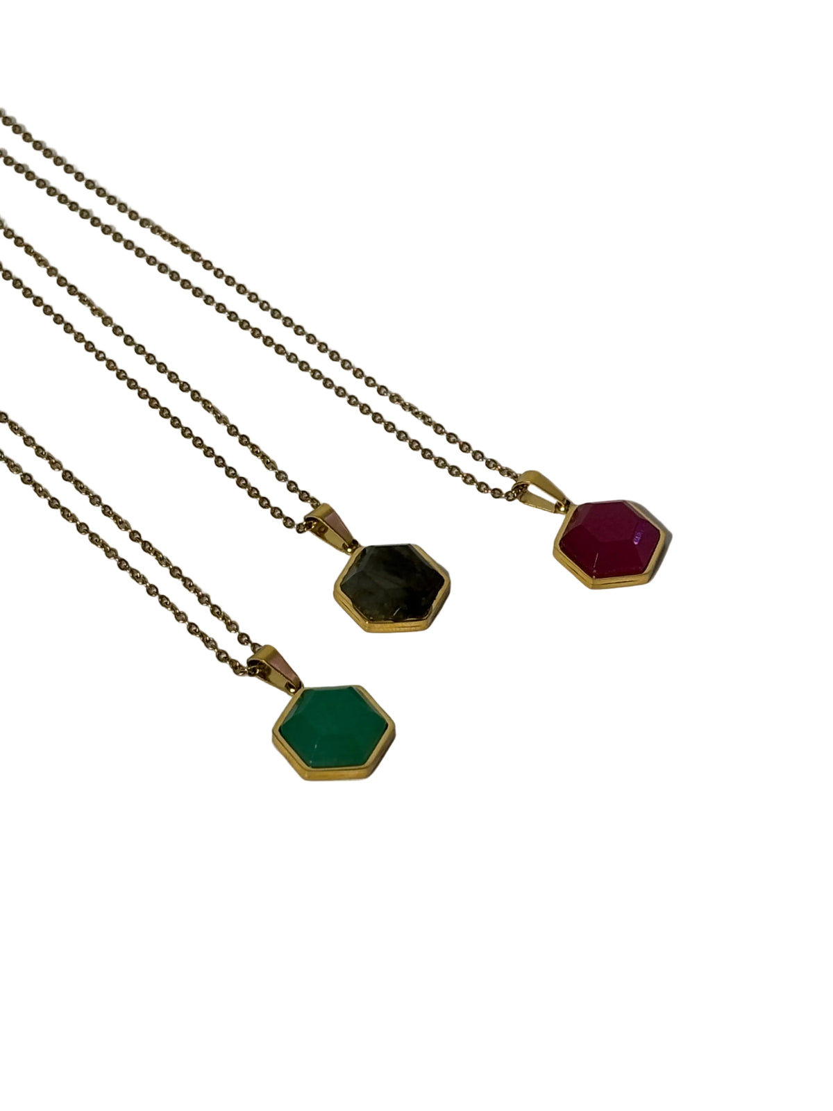 Sienna 18K Gold Plated Hexagon Natural Stone Necklace