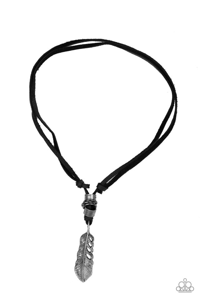 Infused with antiqued silver beading, a lifelike silver feather pendant is knotted in place below the collar for a seasonal flair. Features an adjustable sliding knot closure. Sold as one individual necklace.