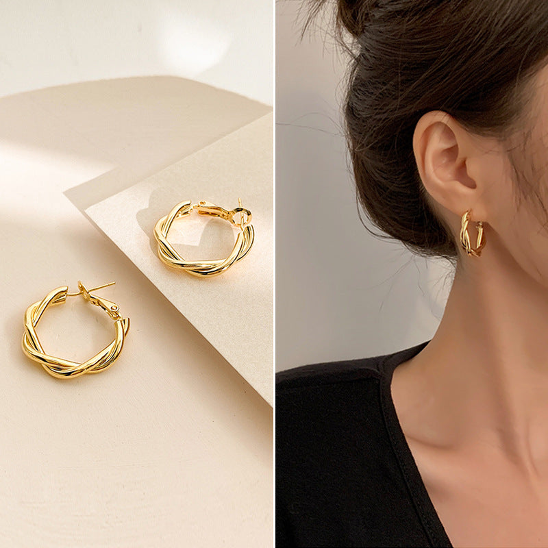 Round Braided Shape Alloy Plating Women'S Earrings