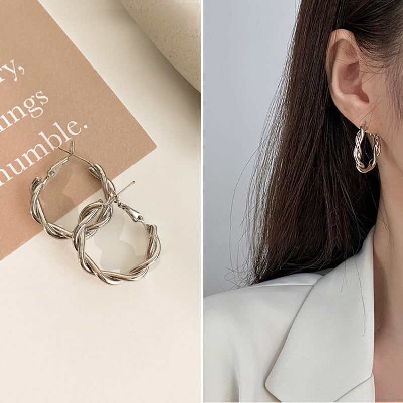 Round Braided Shape Alloy Plating Women'S Earrings