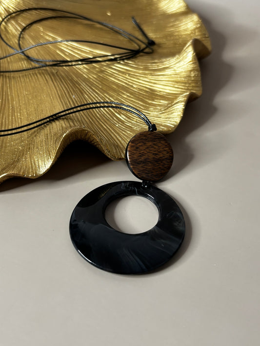 Aura Knot Necklace - Cord Necklace - Black and Brown