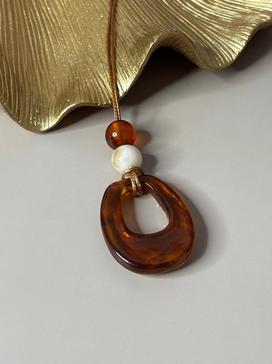 Aura Knot Necklace - Cord Necklace - Black and Brown