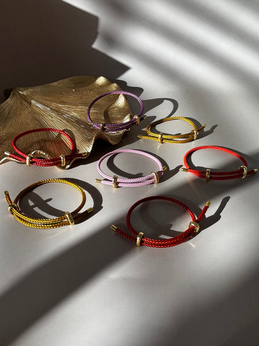 Wire Rope Bracelet - Stainless Steel - Orange, Orange Brown, Red, Pink, Purple, Yellow Brown, Yellow Green